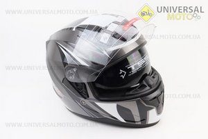 Шолом інтеграл, закритий (сертифікація DOT)+відкидні окуляри BLD-M67 S (55-56см), СІРИЙ глянець з біло-чорним малюнком. BLD (Шоломи / UM3602-V76)