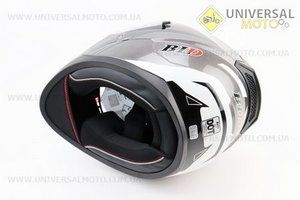 Шолом інтеграл, закритий (сертифікація DOT)+відкидні окуляри BLD-M67 S (55-56см), СІРИЙ глянець з біло-чорним малюнком. BLD (Шоломи / UM3602-V76)