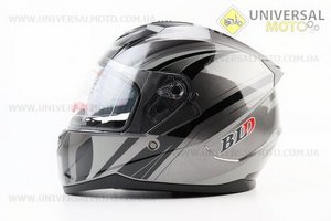 Шолом інтеграл, закритий (сертифікація DOT)+відкидні окуляри BLD-M67 S (55-56см), СІРИЙ глянець з сіро-чорним малюнком. BLD (Шоломи / UM3602-V79)