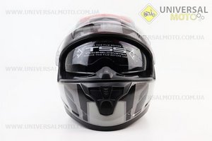 Шолом інтеграл, закритий (сертифікація DOT)+відкидні окуляри BLD-M67 S (55-56см), СІРИЙ глянець з сіро-чорним малюнком. BLD (Шоломи / UM3602-V79)