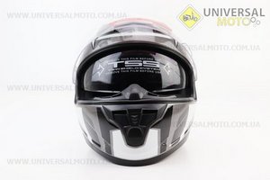 Шолом інтеграл, закритий (сертифікація DOT)+відкидні окуляри BLD-M67 М (57-58см), СІРИЙ глянець з біло-чорним малюнком. BLD (Шоломи / UM3602-V84)
