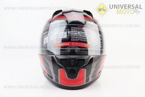 Шолом інтеграл, закритий (сертифікація DOT)+відкидні окуляри BLD-M67 М (57-58см), СІРИЙ глянець з червоно-чорним малюнком. BLD (Шоломи / UM3602-V85)