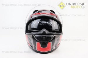 Шолом інтеграл, закритий (сертифікація DOT)+відкидні окуляри BLD-M67 М (57-58см), СІРИЙ глянець з червоно-чорним малюнком. BLD (Шоломи / UM3602-V85)