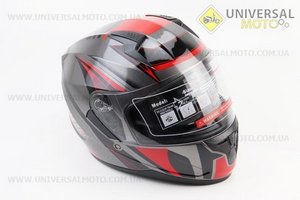 Шолом інтеграл, закритий (сертифікація DOT)+відкидні окуляри BLD-M67 М (57-58см), СІРИЙ глянець з червоно-чорним малюнком. BLD (Шоломи / UM3602-V85)