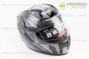 Шолом інтеграл, закритий (сертифікація DOT)+відкидні окуляри BLD-M67 М (57-58см), СІРИЙ глянець з сіро-чорним малюнком. BLD (Шоломи / UM3602-V86)