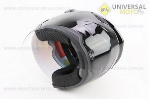 Шолом відкритий+окуляри HF-223 S, ЧОРНИЙ глянець (можливі потертості, дефекти фарбування). FXW (Шоломи / UM3603-V12)