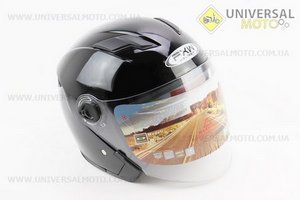 Шолом відкритий+окуляри HF-223 S, ЧОРНИЙ глянець (можливі потертості, дефекти фарбування). FXW (Шоломи / UM3603-V12)