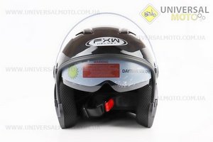 Шолом відкритий+окуляри HF-223 M, ЧОРНИЙ глянець (можливі потертості, дефекти фарбування). FXW (Шоломи / UM3603-V13)