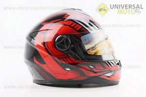 Шолом інтеграл, закритий HF-122 XXL, ЧОРНИЙ глянець з червоно-сірим малюнком IRON Q238 (можливий непрацюючий повітрозабірник, потертості). FXW (Шоломи / UM3603-V20)