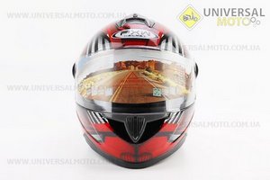 Шолом інтеграл, закритий HF-122 XXL, ЧОРНИЙ глянець з червоно-сірим малюнком IRON Q238 (можливий непрацюючий повітрозабірник, потертості). FXW (Шоломи / UM3603-V20)