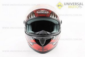 Шолом інтеграл, закритий HF-122 XXL, ЧОРНИЙ глянець з червоно-сірим малюнком IRON Q238 (можливий непрацюючий повітрозабірник, потертості). FXW (Шоломи / UM3603-V20)