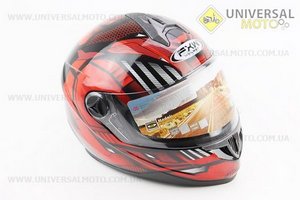 Шолом інтеграл, закритий HF-122 XXL, ЧОРНИЙ глянець з червоно-сірим малюнком IRON Q238 (можливий непрацюючий повітрозабірник, потертості). FXW (Шоломи / UM3603-V20)