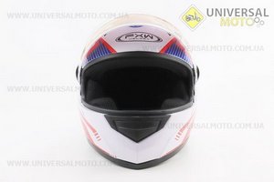 Шолом інтеграл, закритий HF-111 S, БІЛИЙ глянець з синьо-червоним малюнком Q249 (можливі потертості). FXW (Шоломи / UM3603-V21)