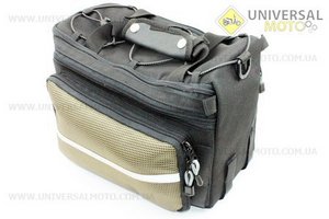 Сумка трансформер на багажник, раскладные боковые карманы, светоотражающие полосы,черно-серая SCB-302