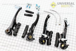 Тормоз V-brake задний + передний в сборе 110мм, черные тип 1. ARTEK (Велозапчасти / UM4060-V76)