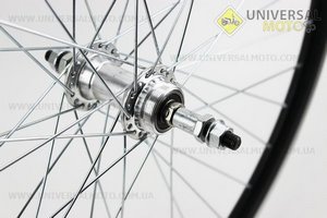 Колесо 26" заднее MTB "капля" обод и втулка алюминиевые 14Gx36H в сборе, пром-подшипники 6200 2RS, под вольнобег, крепл. гайка "SCORPION". Китай (Велозапчасти / UM4065-V86)