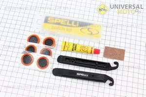 Ремонтний комплект для швидкого ремонту вело шин з клеєм, SBT-129А. SPELLI (Велоінструмент / UM4070-V88)