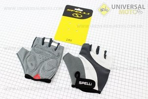 Перчатки без пальцев L-серо-белые, с гелевыми вставками под ладонь SCG-358