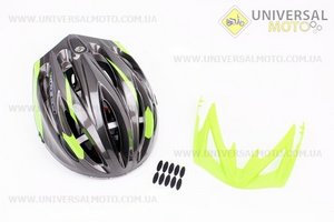 Шлем велосипедный M (55-61 см) съемный козырек, 10 вент. отверстия, системы регулировки по размеру Divider и Run System SRS, черно-зеленый SBH-4000. SPELLI (Велоэкипировка / UM4080-V36)