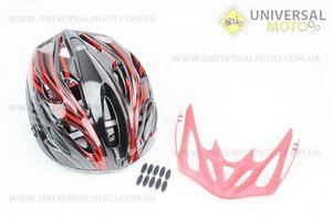 Шлем велосипедный M (55-61 см) съемный козырек, 18 вент. отверстия, системы регулировки по размеру Divider и Run System SRS, черно-красный SBH-5900. SPELLI (Велоэкипировка / UM4080-V48)