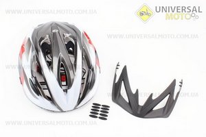 Шлем велосипедный L (59-65 см) съемный козырек, 16 вент. отверстия, системы регулировки по размеру Divider и Run System SRS, черно-бело-красный 5500. SPELLI (Велоэкипировка / UM4080-V52)