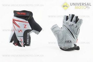 Перчатки дитячі без пальців (3-4 роки) з м'якими вставками під долоню, чорно-сіро-червоні SKG-1553. SPELLI (Велоекіпировка / UM4081-V11)