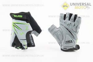 Перчатки дитячі без пальців (3-4 роки) з м'якими вставками під долоню, чорно-сіро-зелені SKG-1553. SPELLI (Велоекіпировка / UM4081-V12)