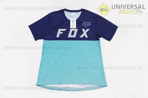Футболка (Джерсі) чоловіча M-(Polyester 100%), короткі рукави, вільний крій, синьо-бірюзова, НЕ оригінал. FOX (Мотоекіпировка / UM4081-V44)