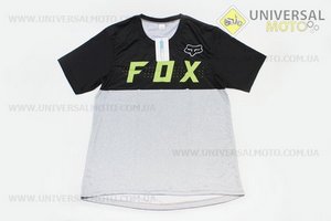 Футболка (Джерсі) чоловіча M-(Polyester 100%), короткі рукави, вільний крій, чорно-сіра, НЕ оригінал. FOX (Мотоекіпировка / UM4081-V45)