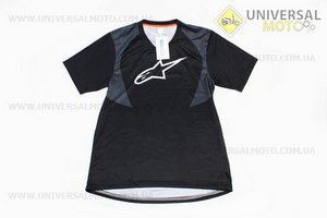 Футболка (Джерсі) чоловіча M-(Polyester 100%), короткі рукави, вільний крій, чорно-сіра, НЕ оригінал. Alpinestars (Мотоекіпировка / UM4081-V46)