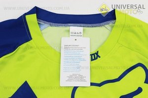 Футболка (Джерсі) чоловіча M-(Polyester 100%), довгі рукави, вільний крій, салатово-синя, НЕ оригінал. FOX (Мотоекіпировка / UM4081-V59)