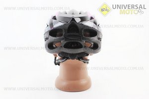 Шолом велосипедний L (54-62 см) знімний козирок, 21 вент. отворів, системи регулювання за розміром Divider та Run System SRS, чорно-рожево-білий. Китай (Велоекіпировка / UM4081-V68)