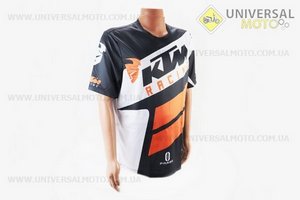 Футболка (Джерсі) чоловіча M-(Polyester 100%), короткі рукави, вільний крій, чорно-біло-жовтогаряча, НЕ оригінал. KTM (Мотоекіпировка / UM4082-V00)