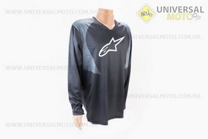Футболка (Джерсі) чоловіча XXL-(Polyester 100%), довгі рукави, вільний крій, чорно-сіра, НЕ оригінал. Alpinestars (Мотоекіпировка / UM4082-V28)