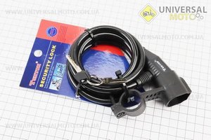 УЦІНКА Замок протиугінний тросовий 1500х8мм під ключ, кріп. за трубу сидіння, TY520 (ключи без пластикового утримувача, див. фото). Tonyon (Протиугонки / UM4097-V63)