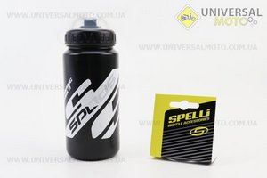 Фляга пластикова 600мл, з захисною кришкою, чорно-біла SWB-528-M. SPELLI (Велоаксесуари / UM4097-V64)
