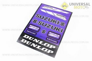 Наклейки на планшете "Suzuki/Dunlop" синие набор 11шт 23х32, 5839B