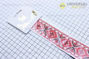 Наклейка "ВЫШИВАНКА" лентой 4x100см, узор "ромб" красный, 8шт