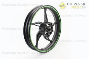 Loncin- LX250GS-2A Диск передній литий 2,5-17 ", чорний з зеленою смугою (вісь 15мм). Китай (Запчастини на мотоцикл Loncin / UM5072-V43)