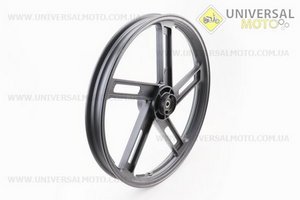 УЦІНКА Диск колісний передній литий 1,6-18 "промені", ЧОРНИЙ (вісь 12мм), тип 1 (незначний дефект лиття, див. фото). Китай (Viper-Запчастини на мотоцикл Viper V150A / UM5082-V35)