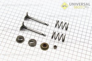 Клапан впускной, выпускной + пружина-2 штуки, + компенсатор клапана-2 штуки, + тарелка клапана-2 штуки . Китай (Мотоблочный двигатель 168F / UM6010-V88)