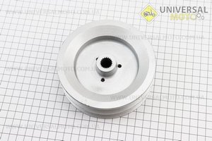 Шкив ведомый диаметром 125мм под шлиц Z=19 (два паза под ремень SPB). Китай (Мотоблок с двигателем 168F / UM6011-V04)