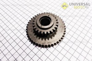 Шестерня задньої передачі Z = 24x44. Китай (Запчастини на мотоблок з двигуном 168F / UM6011-V23)