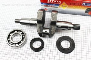 Коленвал 186F под шлиц + шестерни + подшипник. ТАТА (Мотоблочный двигатель 178/186F / UM6025-V68)