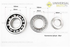Коленвал + подшипники в сборе R195NM. Viper (Мотоблочный двигатель 190/195N / UM6040-V91)
