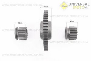 КПП - Вал диференціалу + шестерня Z = 47 + шестерня-2шт Z = 15, комплект 4шт 101-2. Китай (Запчастини на мотоблок з двигуном 175 и 195N / UM6042-V51)
