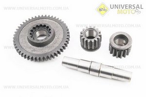 КПП - Вал диференціалу + шестерня Z = 47 + шестерня-2шт Z = 15, комплект 4шт 101-2. Китай (Запчастини на мотоблок з двигуном 175 и 195N / UM6042-V51)