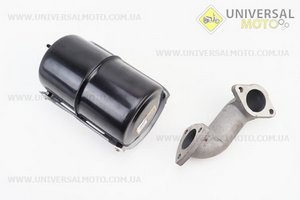 Глушитель R190N (с коленом 2отв.) Тип №2. Китай (Мотоблочный двигатель 190/195N / UM6046-V11)