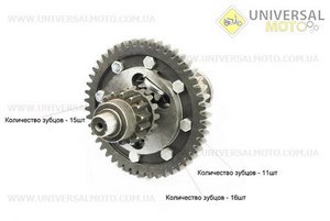 Диференціал в зборі Z=47, Z=15x16, Z=11, Z=18 JR-Q12E (120-1) (Можливий наліт). Китай (Запчастини на мототрактор / UM6082-V15)