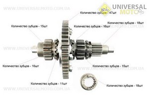 Диференціал в зборі Z=47, Z=15x16, Z=11, Z=18 JR-Q12E (120-1) (Можливий наліт). Китай (Запчастини на мототрактор / UM6082-V15)